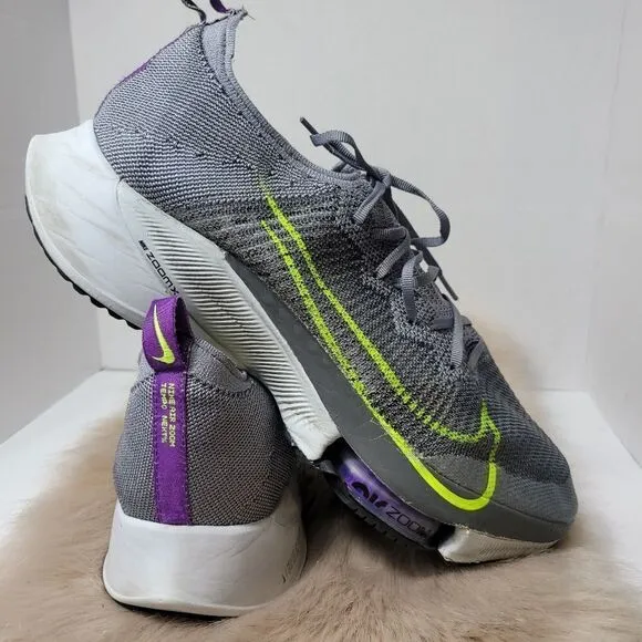 Nike Air Zoom Tempo Next% Flyknit Particle Grey/Volt Running Shoes Size 15