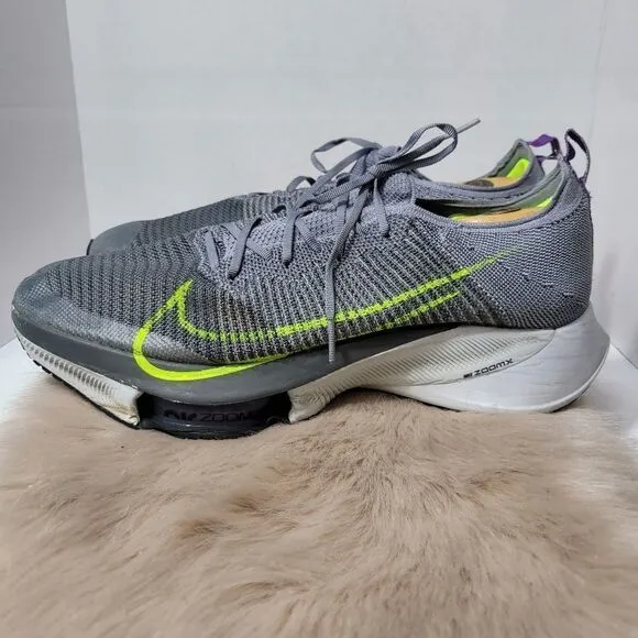 Nike Air Zoom Tempo Next% Flyknit Particle Grey/Volt Running Shoes Size 15