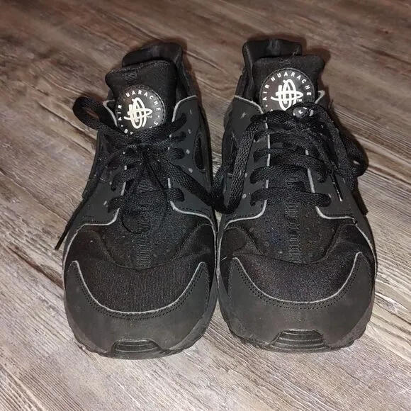 Nike Men's Air Huarache retro  Running Shoes Sneakers Black/Black-White Sz 8.5