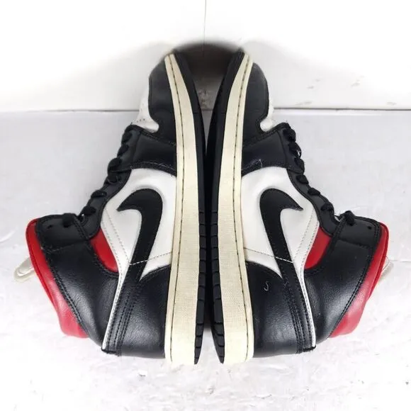 Nike Women’s Jordan 1 US9,5 Black Sail Gym Red Mid Top Sneakers Shoes BQ6472-061