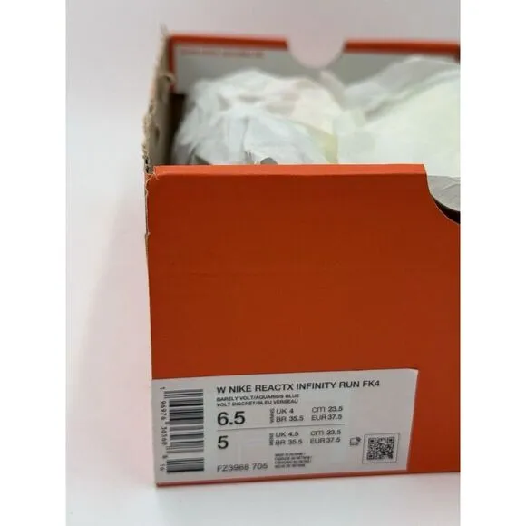 Nike Women's ReactX Infinity Run Flyknit 4 Running Shoes Size 6.5 New in Box