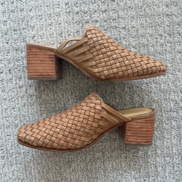 Nisolo | All-Day Woven Heeled Mule in Almond NEW NIB size 9 Anthrolologie style