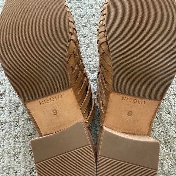 Nisolo | All-Day Woven Heeled Mule in Almond NEW NIB size 9 Anthrolologie style