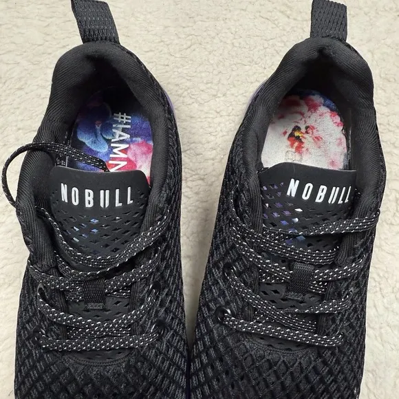 NOBULL Black Floral Sneakers Low Top Mesh Training Gym Shoes Men's 7 Women's 8.5