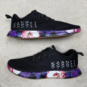 NOBULL Black Floral Sneakers Low Top Mesh Training Gym Shoes Men's 7 Women's 8.5
