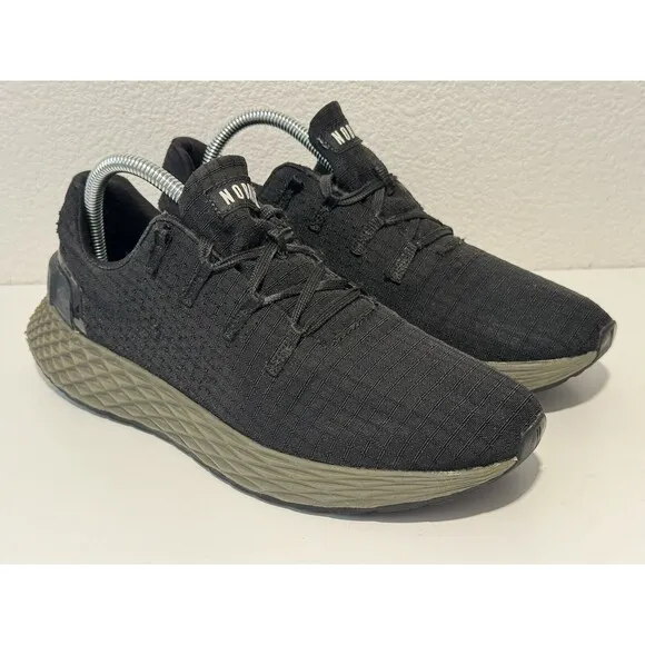 NOBULL Mens Ripstop Runner Shoes Sz 8 Sneakers Athletic Black Green Midsole Gym