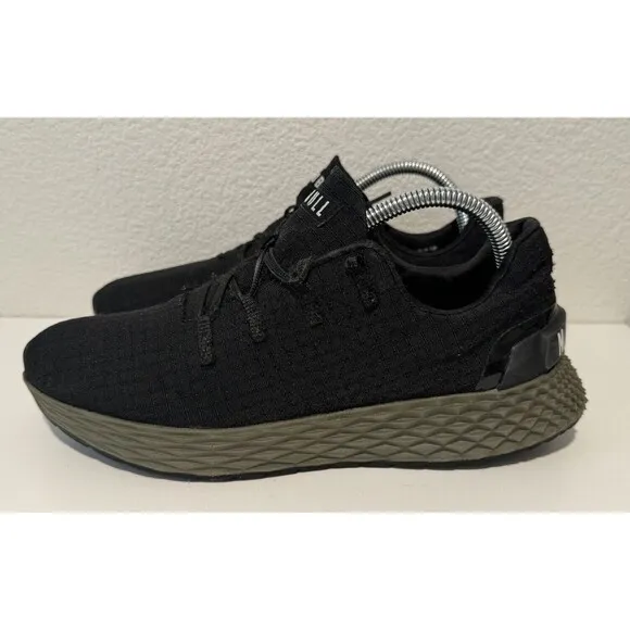 NOBULL Mens Ripstop Runner Shoes Sz 8 Sneakers Athletic Black Green Midsole Gym