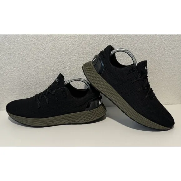 NOBULL Mens Ripstop Runner Shoes Sz 8 Sneakers Athletic Black Green Midsole Gym