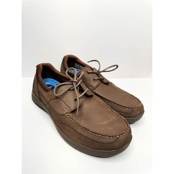 Nunn Bush Kore Walk Leather Moc Toe Mens Size 10 Brown Leather Comfort Gel Shoes