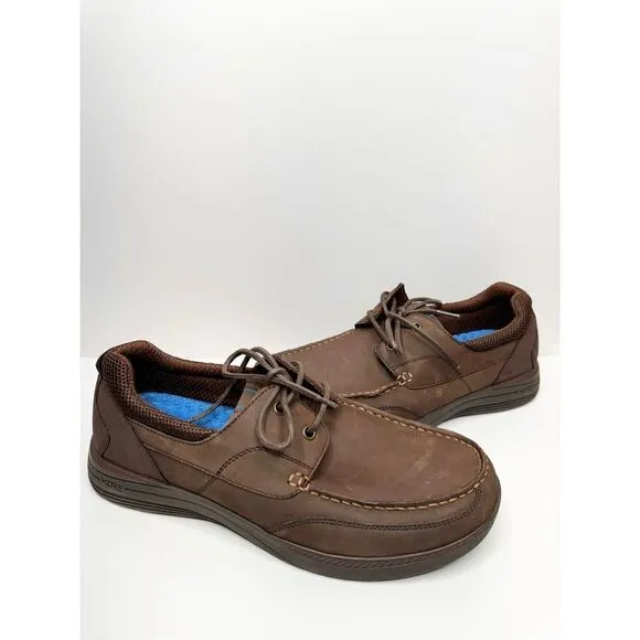 Nunn Bush Kore Walk Leather Moc Toe Mens Size 10 Brown Leather Comfort Gel Shoes