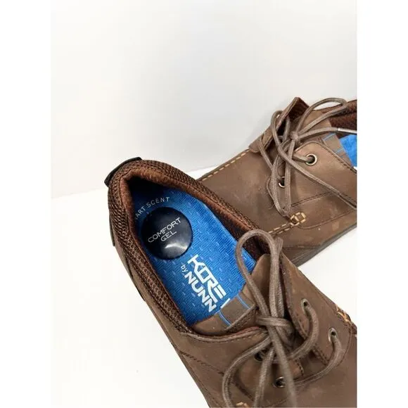 Nunn Bush Kore Walk Leather Moc Toe Mens Size 10 Brown Leather Comfort Gel Shoes