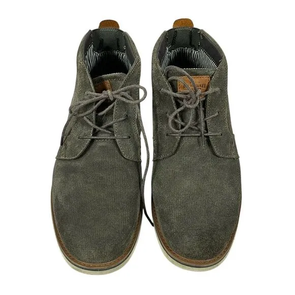 Nunn Bush Mens Seude Lace Up Booties Comfort Gel Memory Foam‎ Size 11M Grey