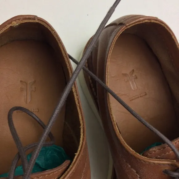 NWOB Frye Paul Light Bal Oxford Distressed Tan Leather Lace-Up Shoes Size 8