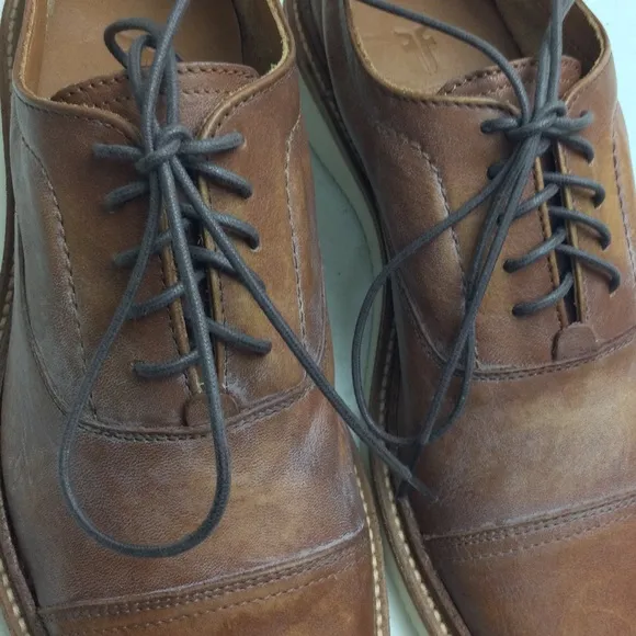 NWOB Frye Paul Light Bal Oxford Distressed Tan Leather Lace-Up Shoes Size 8