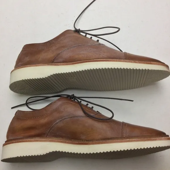 NWOB Frye Paul Light Bal Oxford Distressed Tan Leather Lace-Up Shoes Size 8