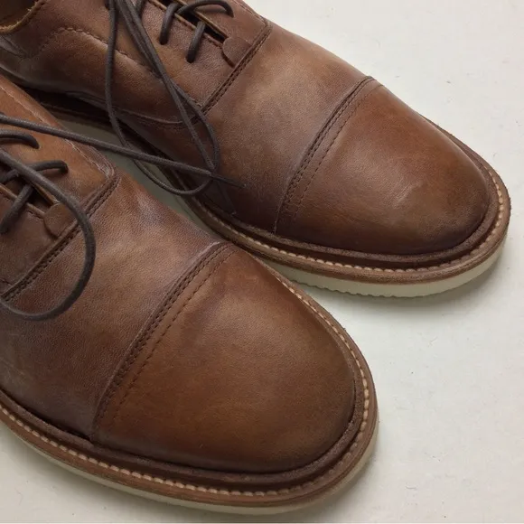 NWOB Frye Paul Light Bal Oxford Distressed Tan Leather Lace-Up Shoes Size 8