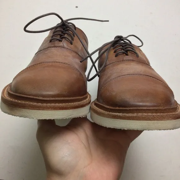 NWOB Frye Paul Light Bal Oxford Distressed Tan Leather Lace-Up Shoes Size 8