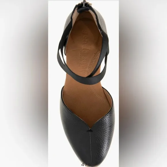 NWOB Gentle Souls by Kenneth Cole Orya Espadrille Wedge Sandal Black Leather 8