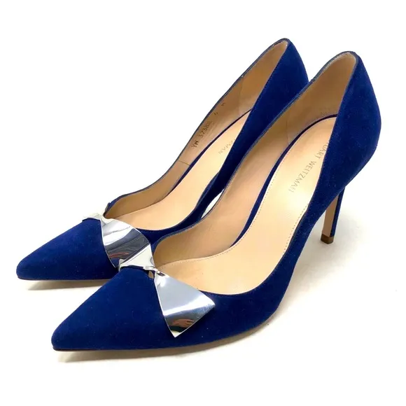 NWOB Stuart Weitzman Stanton 90 Blue Suede Pump reg‎ $435 size 4.5