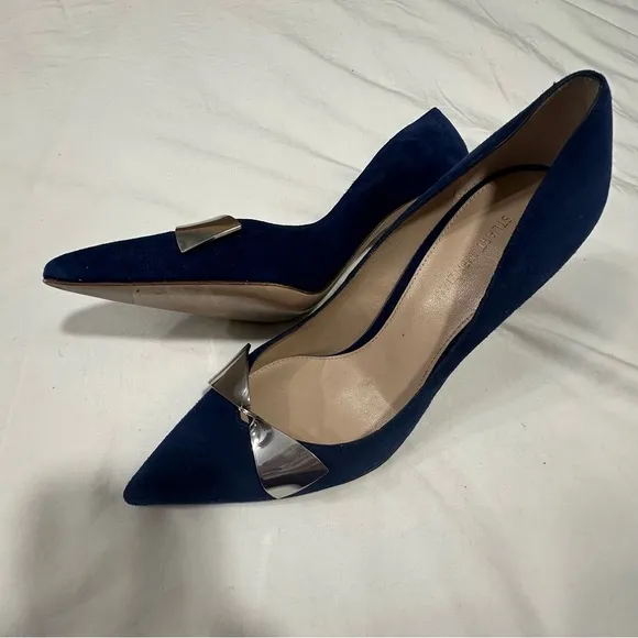 NWOB Stuart Weitzman Stanton 90 Blue Suede Pump reg‎ $435 size 4.5
