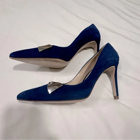 NWOB Stuart Weitzman Stanton 90 Blue Suede Pump reg‎ $435 size 4.5