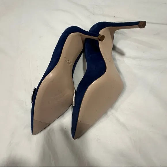 NWOB Stuart Weitzman Stanton 90 Blue Suede Pump reg‎ $435 size 4.5