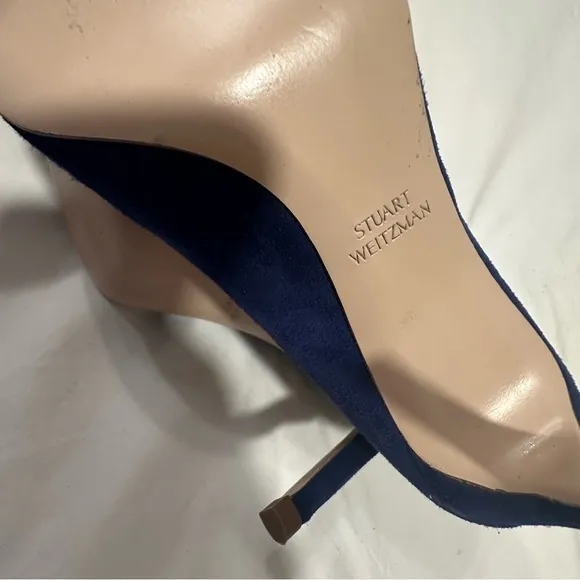 NWOB Stuart Weitzman Stanton 90 Blue Suede Pump reg‎ $435 size 4.5