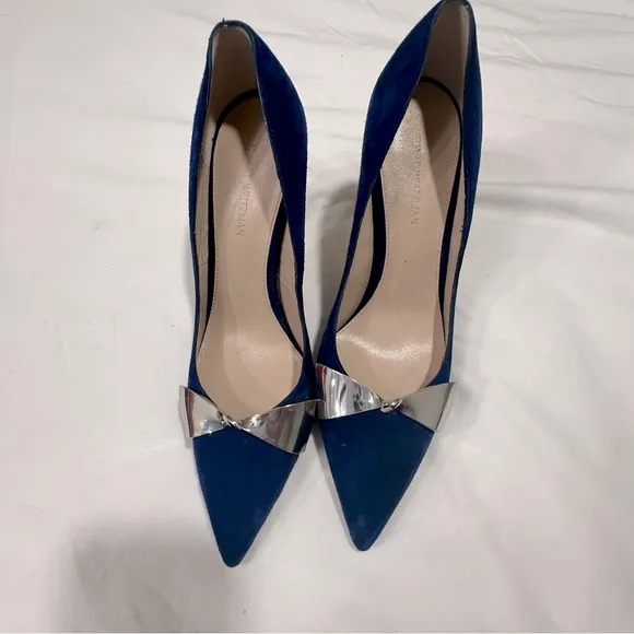 NWOB Stuart Weitzman Stanton 90 Blue Suede Pump reg‎ $435 size 4.5