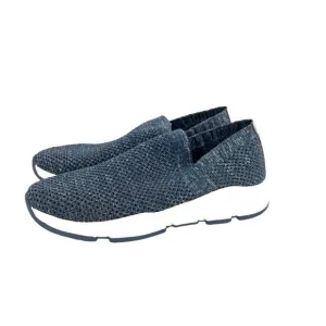 NWOT Johnson &amp; Murphy Abby women’s knit slip on blue metallic loafers shoes.
