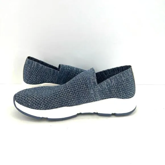NWOT Johnson &amp; Murphy Abby women’s knit slip on blue metallic loafers shoes.