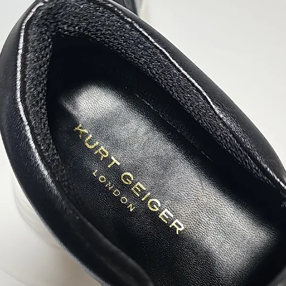 NWOT Kurt Geiger Mini Leah Eye Loafer Shoes Sneaker Slip-On Leather Black 5 37