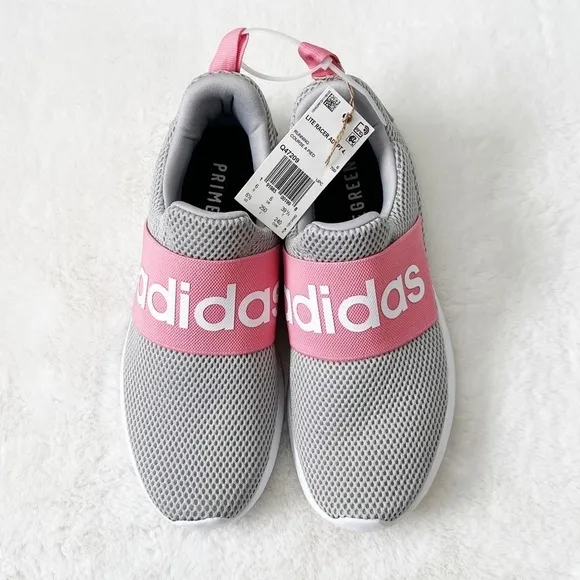 NWT Adidas Girls Lite Racer Adapt 4.0 Running Shoes in Grey/Pink