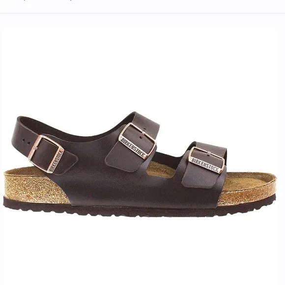 NWT Birkenstock Milano Men’s Leather Sandals - Brown-Euro Size 45, US size 12