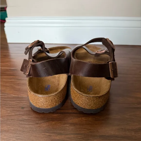 NWT Birkenstock Milano Men’s Leather Sandals - Brown-Euro Size 45, US size 12