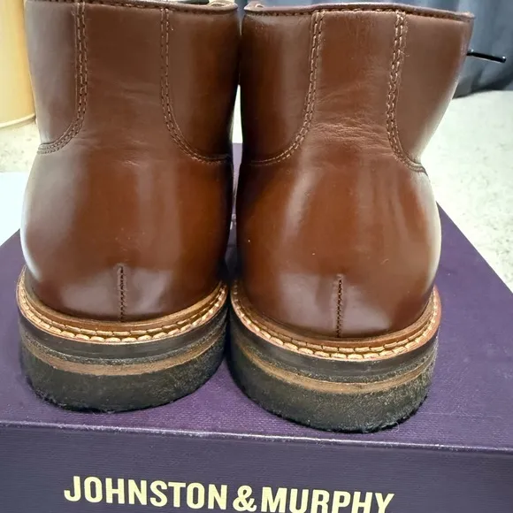 NWT Johnston &amp; Murphy Men's Calder  Leather Shoes Mahogany size 12