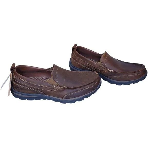 NWT SKECHERS Superior-Gains Moc Toe Slip On Shoes 63697 Leather Men's 12 XWide