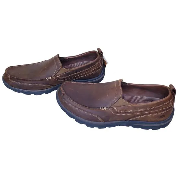 NWT SKECHERS Superior-Gains Moc Toe Slip On Shoes 63697 Leather Men's 12 XWide