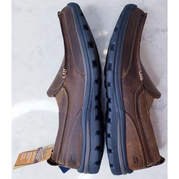 NWT SKECHERS Superior-Gains Moc Toe Slip On Shoes 63697 Leather Men's 12 XWide