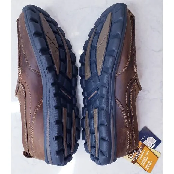 NWT SKECHERS Superior-Gains Moc Toe Slip On Shoes 63697 Leather Men's 12 XWide