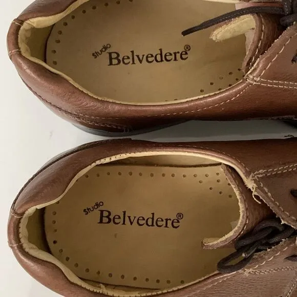 NWT Studio Belvedere Bay Bridge Leather Brown Lace Up Dress Shoes Men’s Size 11