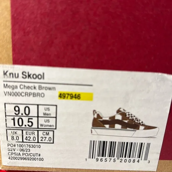 NWT Vans KNU Skool Mega Checkerboard Street/Skate Shoes Men’s 9
