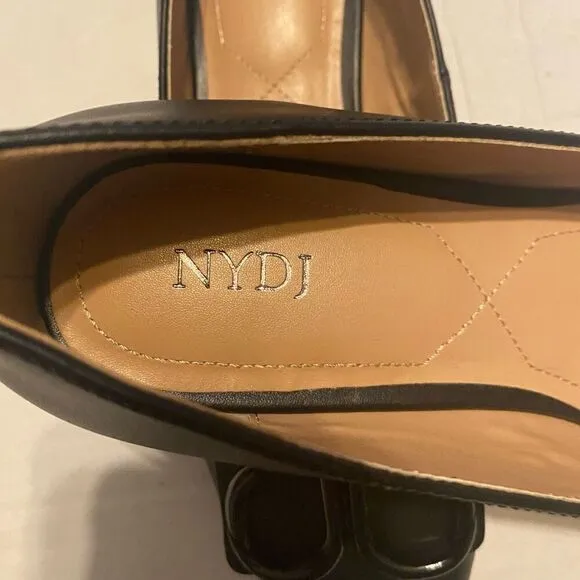 NYDJ Women’s Faiza Nappa Leather Black Metal Bit Slip On Shoes Size 6.5 SEE DESC