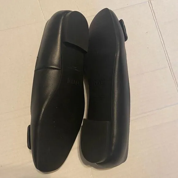 NYDJ Women’s Faiza Nappa Leather Black Metal Bit Slip On Shoes Size 6.5 SEE DESC