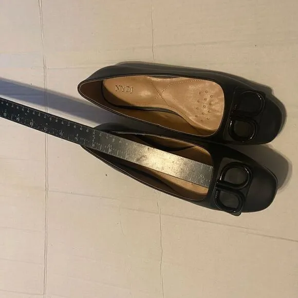 NYDJ Women’s Faiza Nappa Leather Black Metal Bit Slip On Shoes Size 6.5 SEE DESC