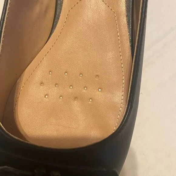 NYDJ Women’s Faiza Nappa Leather Black Metal Bit Slip On Shoes Size 6.5 SEE DESC