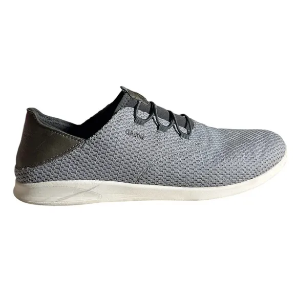 OluKai ALAPA LI  Men’s Gray and White Sneakers with Cushioned Midsole Sz 11