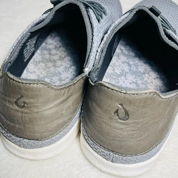 OluKai ALAPA LI  Men’s Gray and White Sneakers with Cushioned Midsole Sz 11