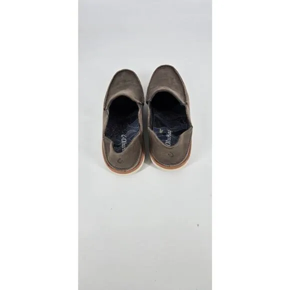 OluKai Mens Kalia Leather Slip-On Shoes Grey Size 8.5 US Slip-On Comfort Travel