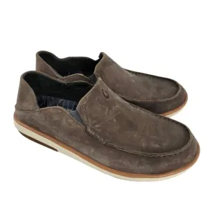 OluKai Mens Kalia Leather Slip-On Shoes Grey Size 8.5 US Slip-On Comfort Travel