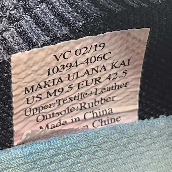 OluKai Mens Makia Ulana Kai Black Gray Slip On Sneakers Size 9.5 Casual Shoes